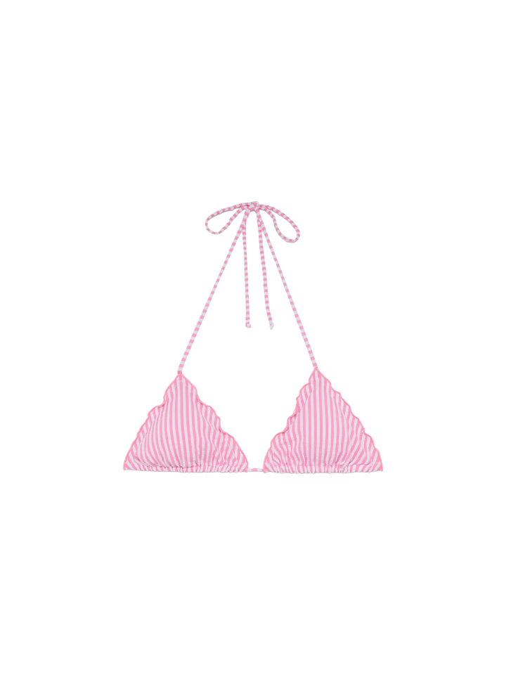 Sagittarius top a triangolo classico in tessuto seersucker con stampa a righe