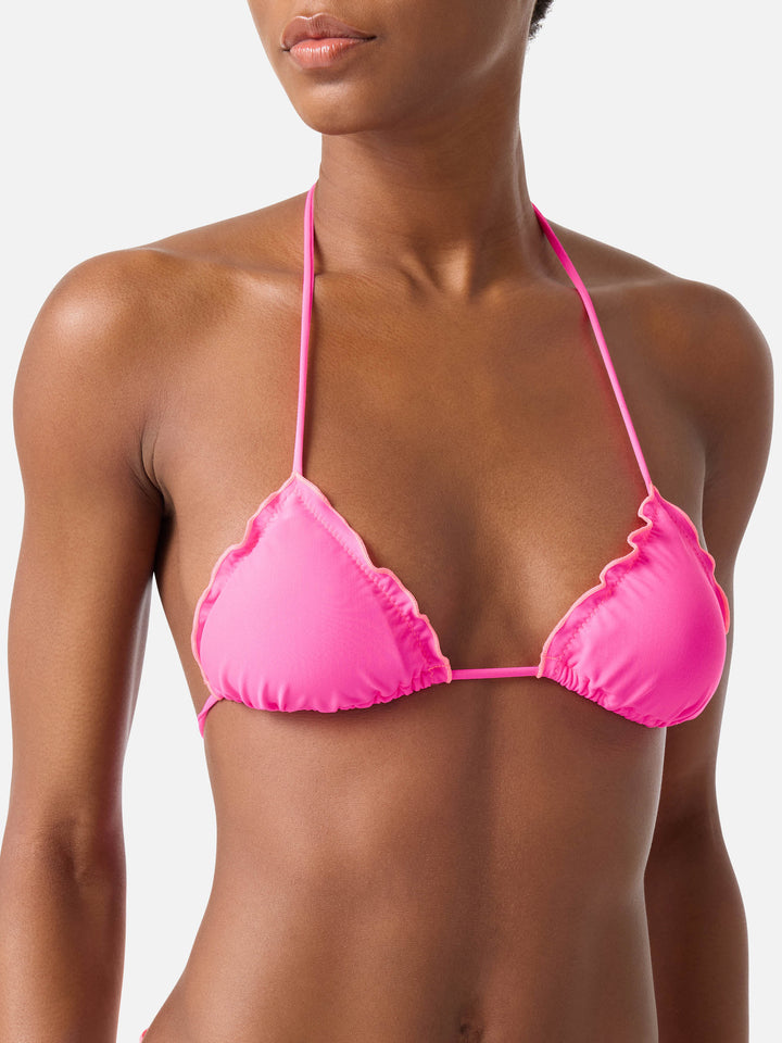 Fluo pink Sagittarius triangle bikini top