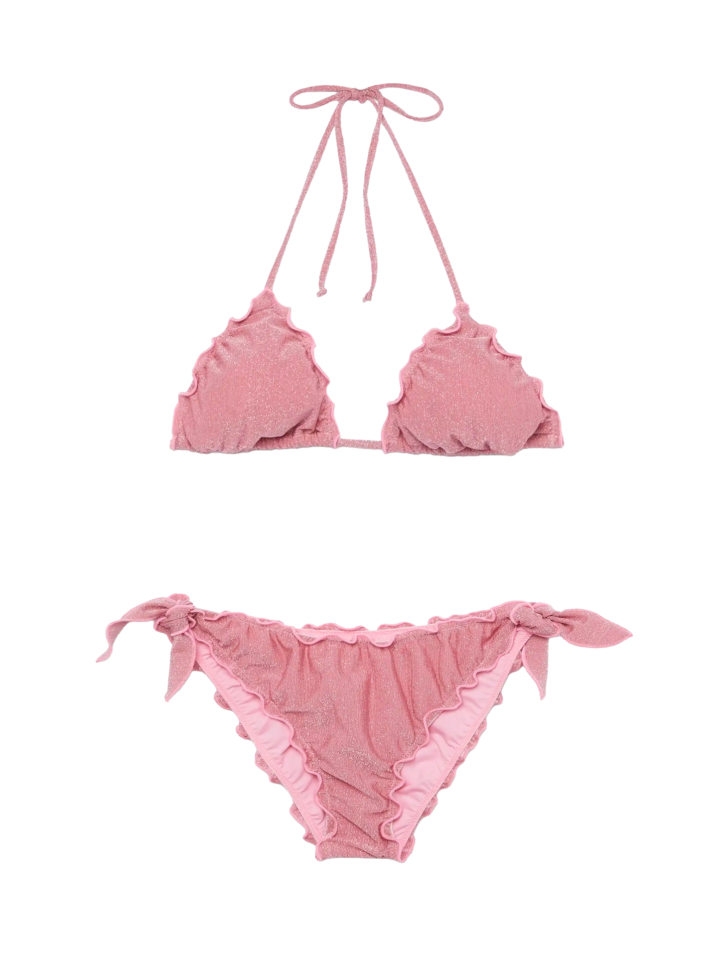 Classic triangle bikini Sagittarius Moon in pink lurex