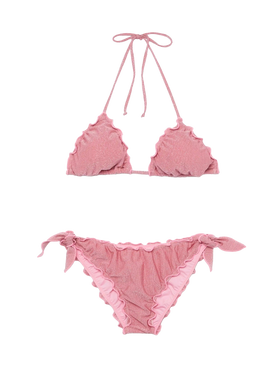 Classic triangle bikini Sagittarius Moon in pink lurex