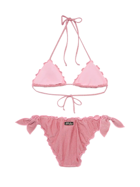 Classic triangle bikini Sagittarius Moon in pink lurex