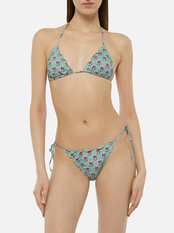 Miami cheeky swim briefs with floral print - Sagittarius classic triangle top with floral print