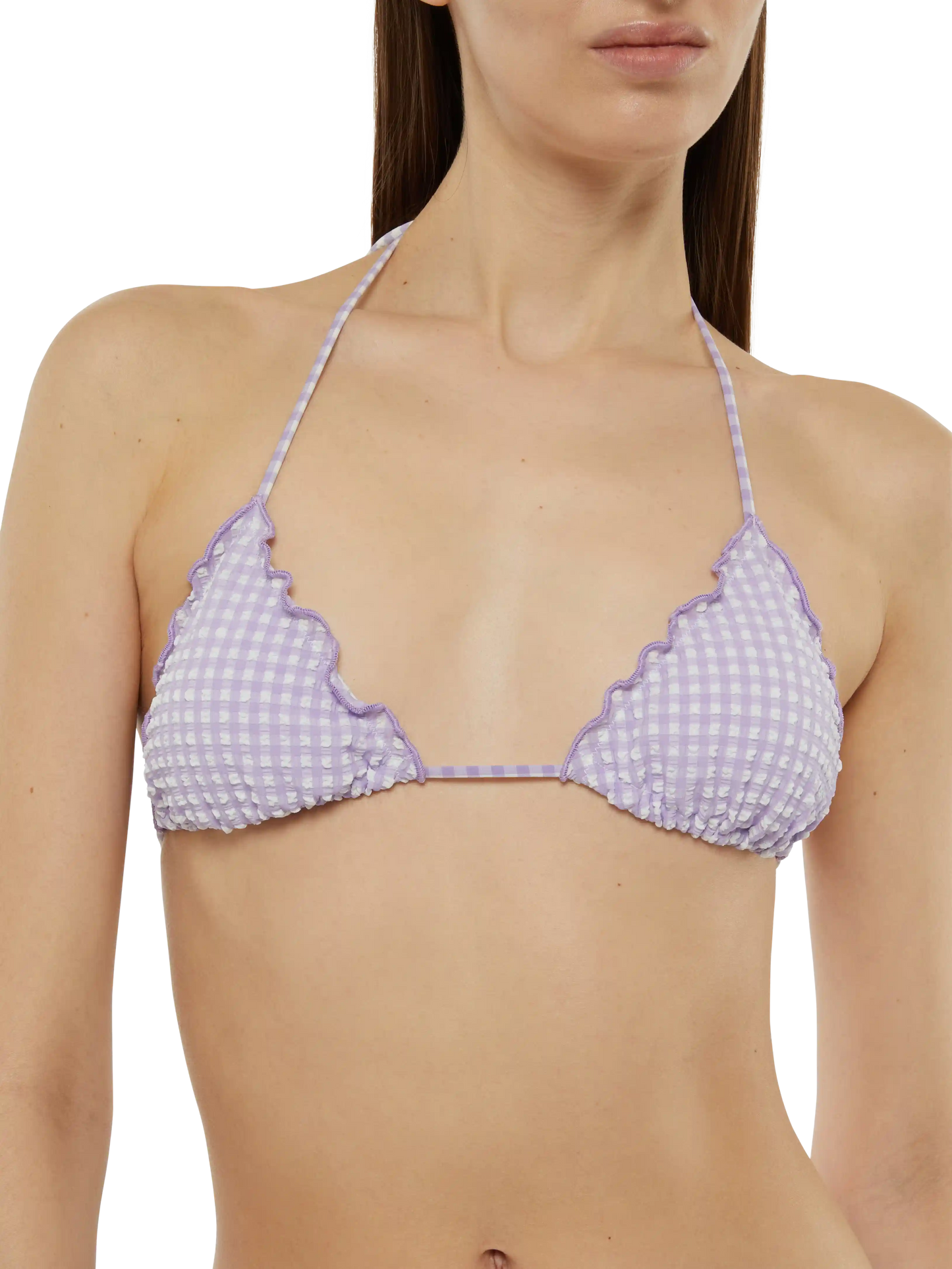Seersucker triangle bikini Sagittarius Miami with gingham print
