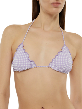 Seersucker triangle bikini Sagittarius Miami with gingham print
