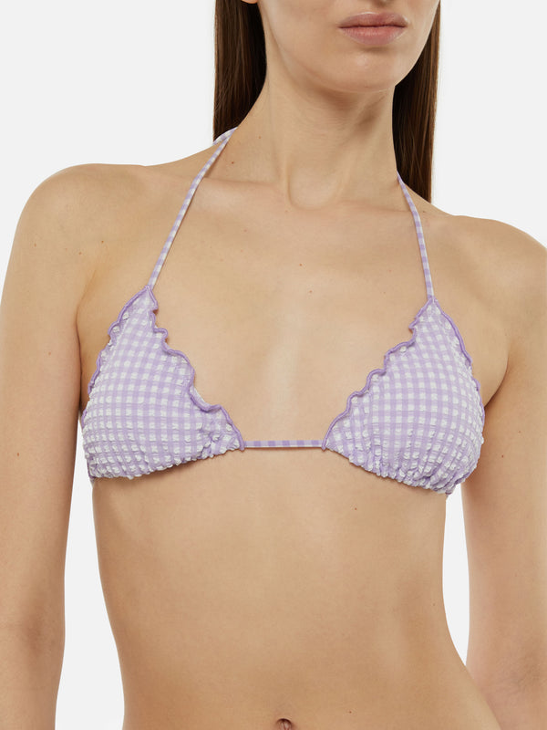 Miami seersucker cheeky swim briefs - Sagittarius seersucker classic triangle top with gingham print