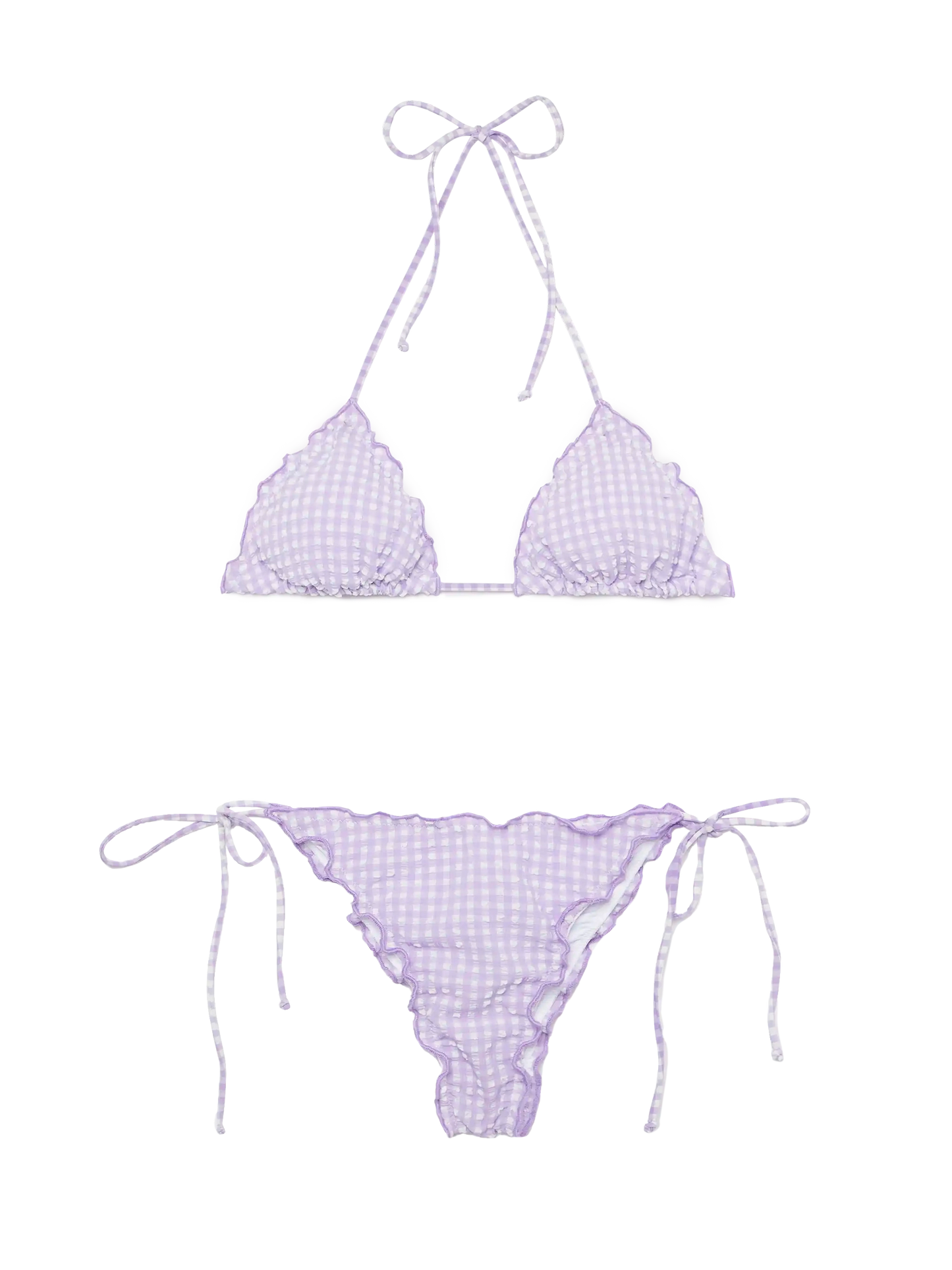 Seersucker triangle bikini Sagittarius Miami with gingham print