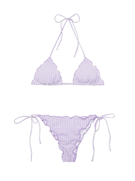 Seersucker triangle bikini Sagittarius Miami with gingham print