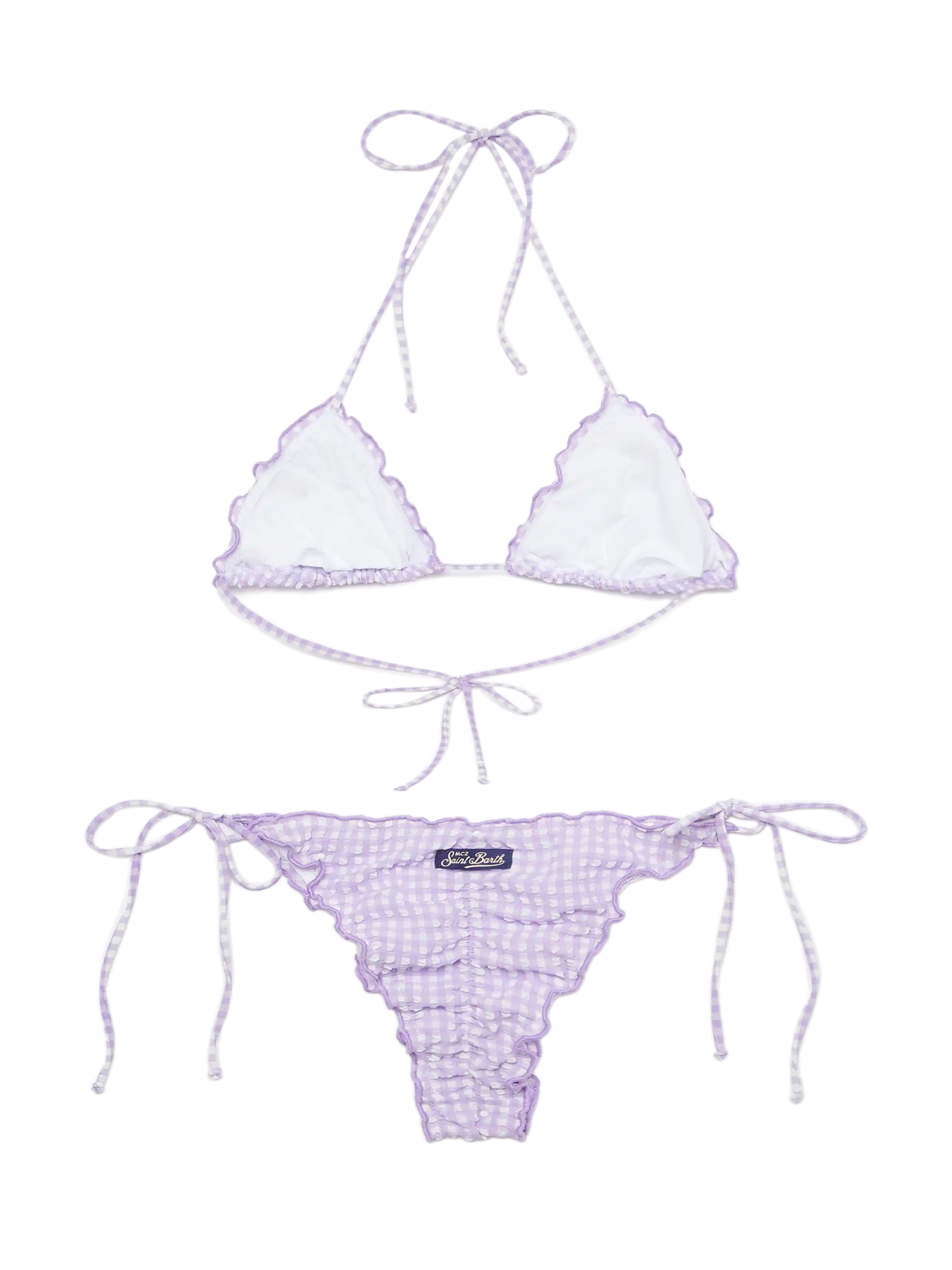 Seersucker triangle bikini Sagittarius Miami with gingham print