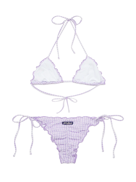 Seersucker triangle bikini Sagittarius Miami with gingham print