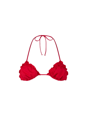 Woman red triangle beach top Sagittarius