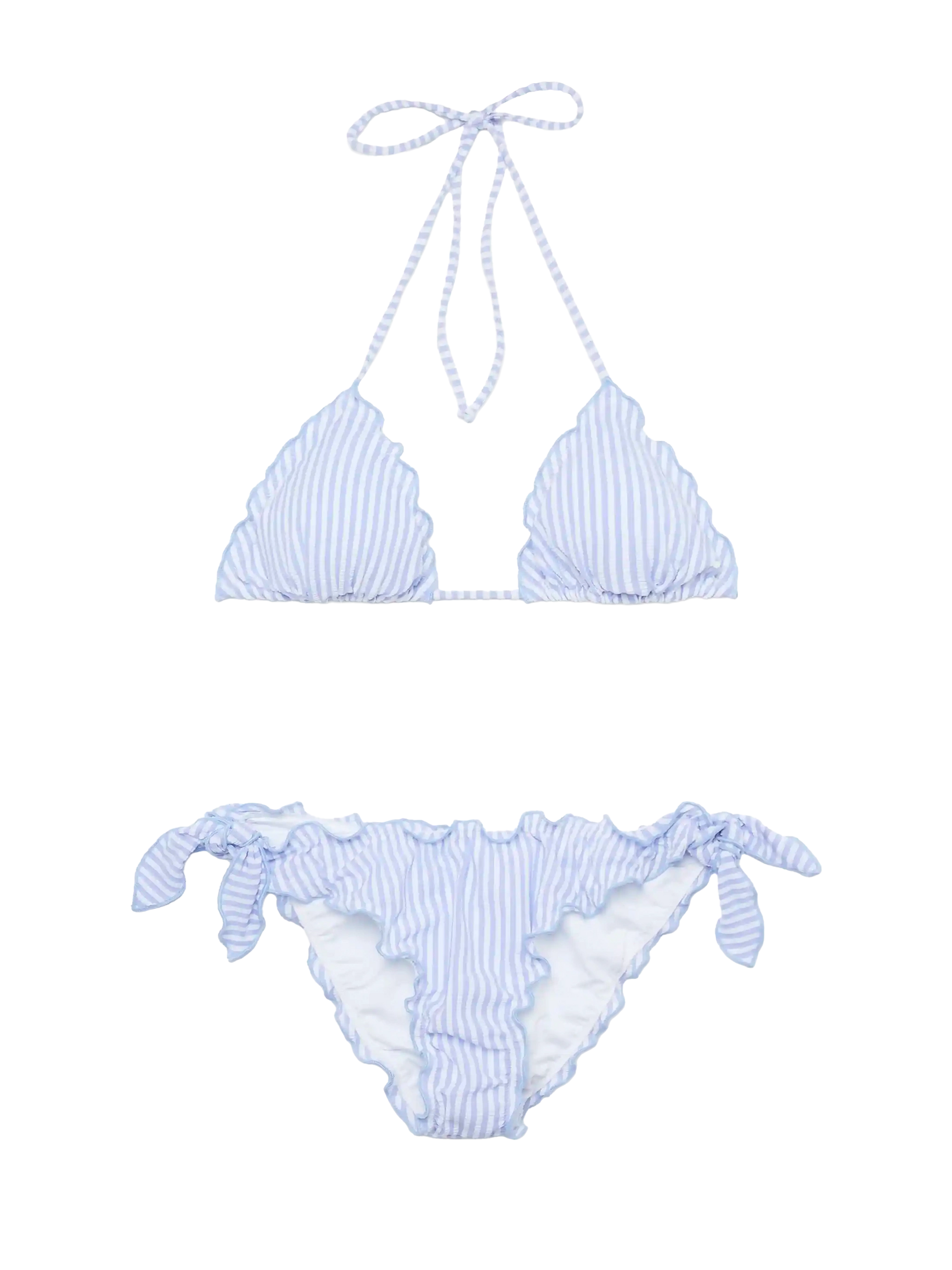 Classic seersucker triangle bikini Sagittarus Moon with striped