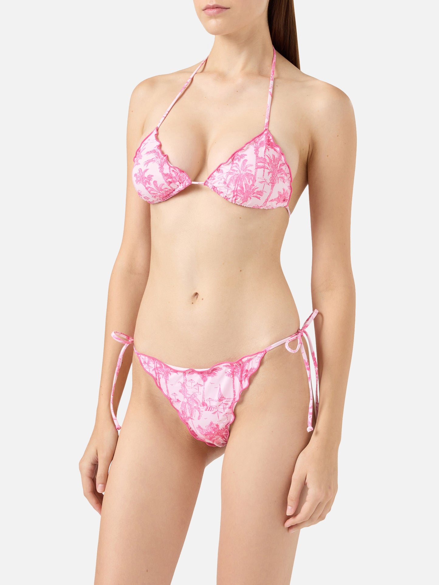 Freche Badehose „Miami“ mit Toile-de-Jouy-Print – Klassisches Triangel-Top „Sagittarius“ mit Toile-de-Jouy-Print