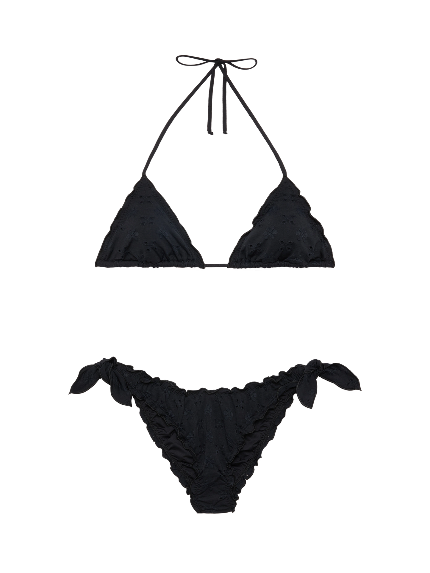 Bikini classico a triangolo Sagittarius Moon in pizzo Sangallo nero