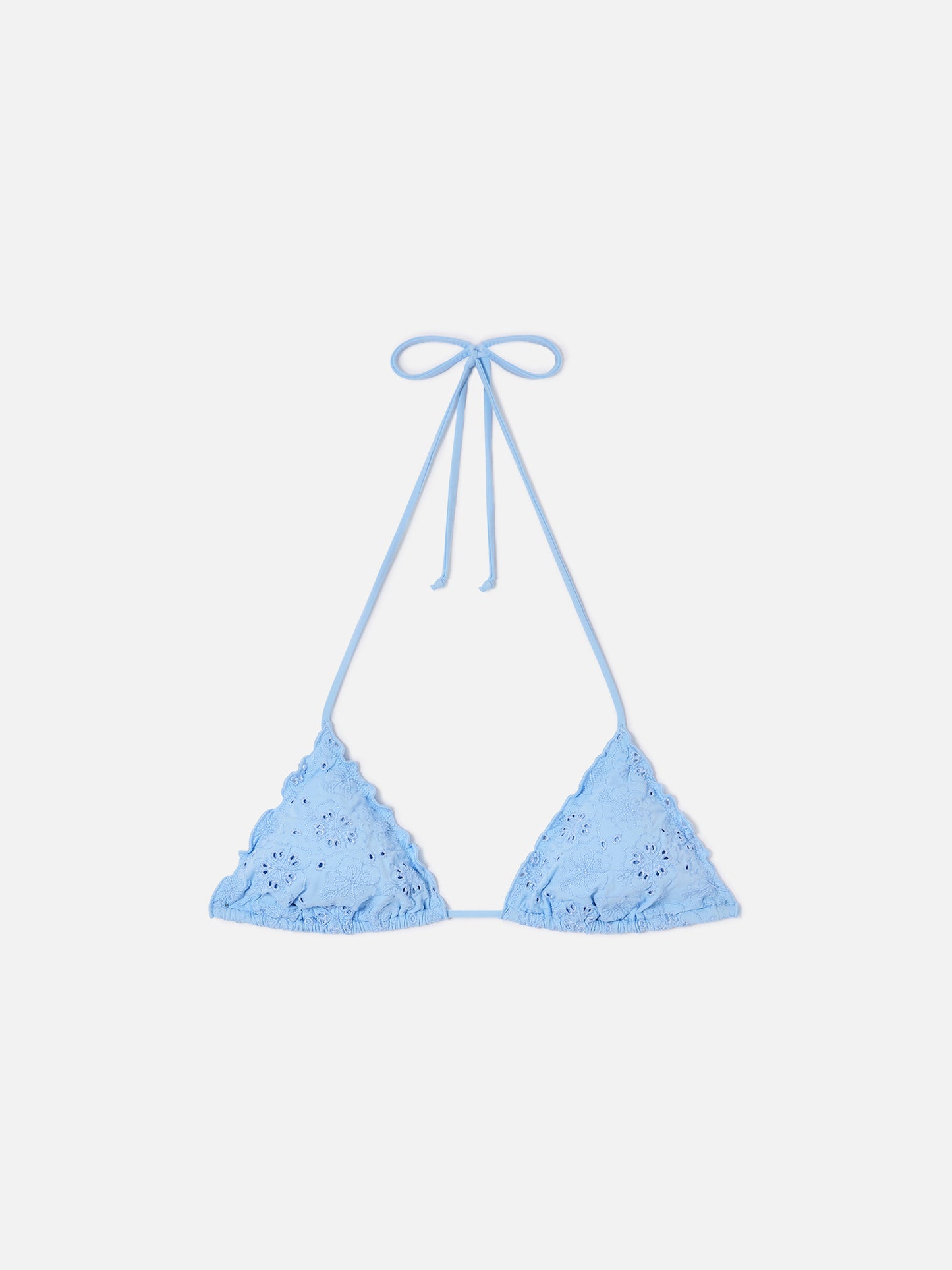 Sagittarius triangle bikini top in light blue sangallo