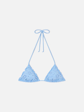Sagittarius triangle bikini top in light blue sangallo
