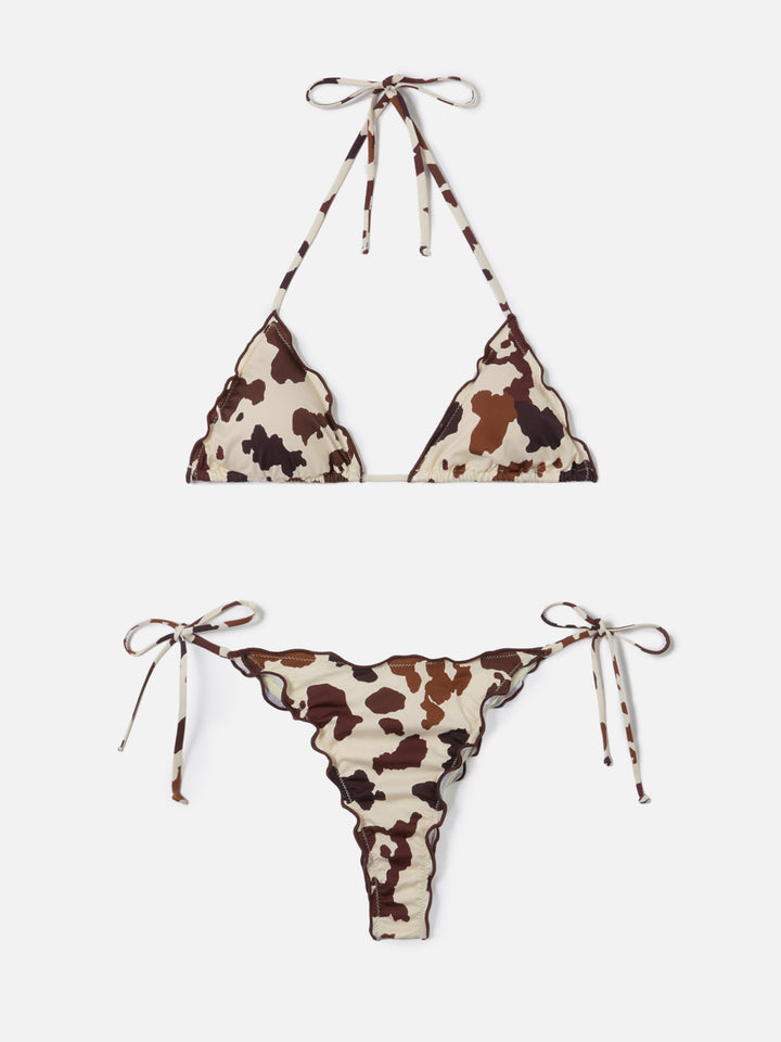Bikini Sagitami triangle with all-over cow print
