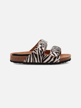 Buckle sandals in cavallino zebrato | TAJI SPECIAL EDITION