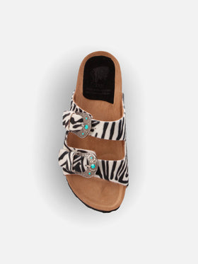 Buckle sandals in cavallino zebrato | TAJI SPECIAL EDITION