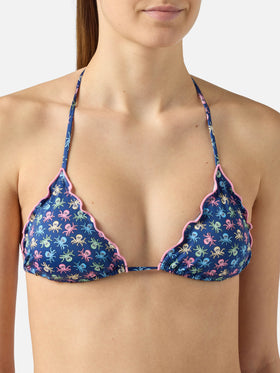 Bikini Sarius triangle in blue with all-over octopus print