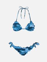 Bikini classico a triangolo mimetico denim da donna Sarius