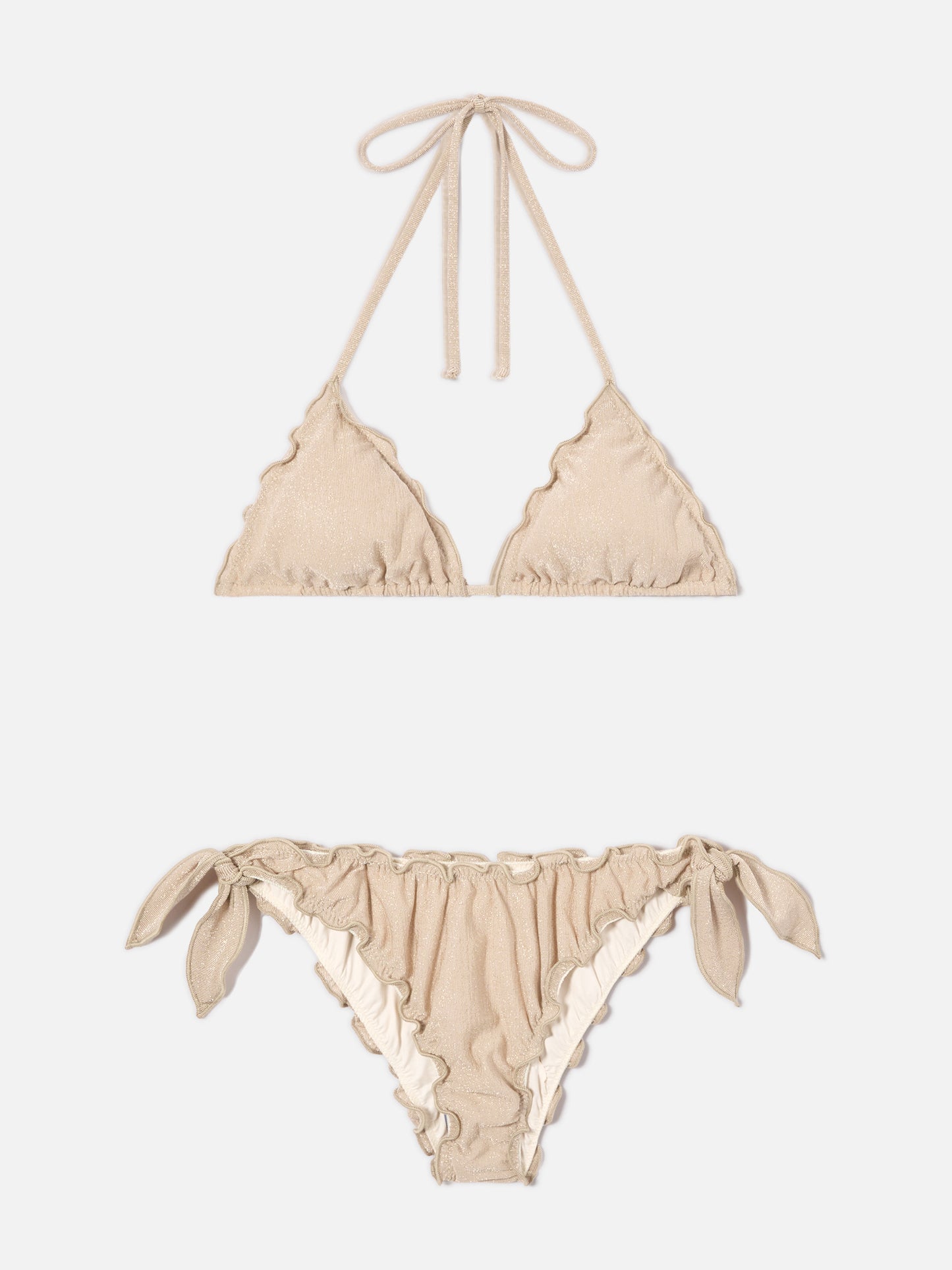 Bikini Sarius triangle in solid gold lurex