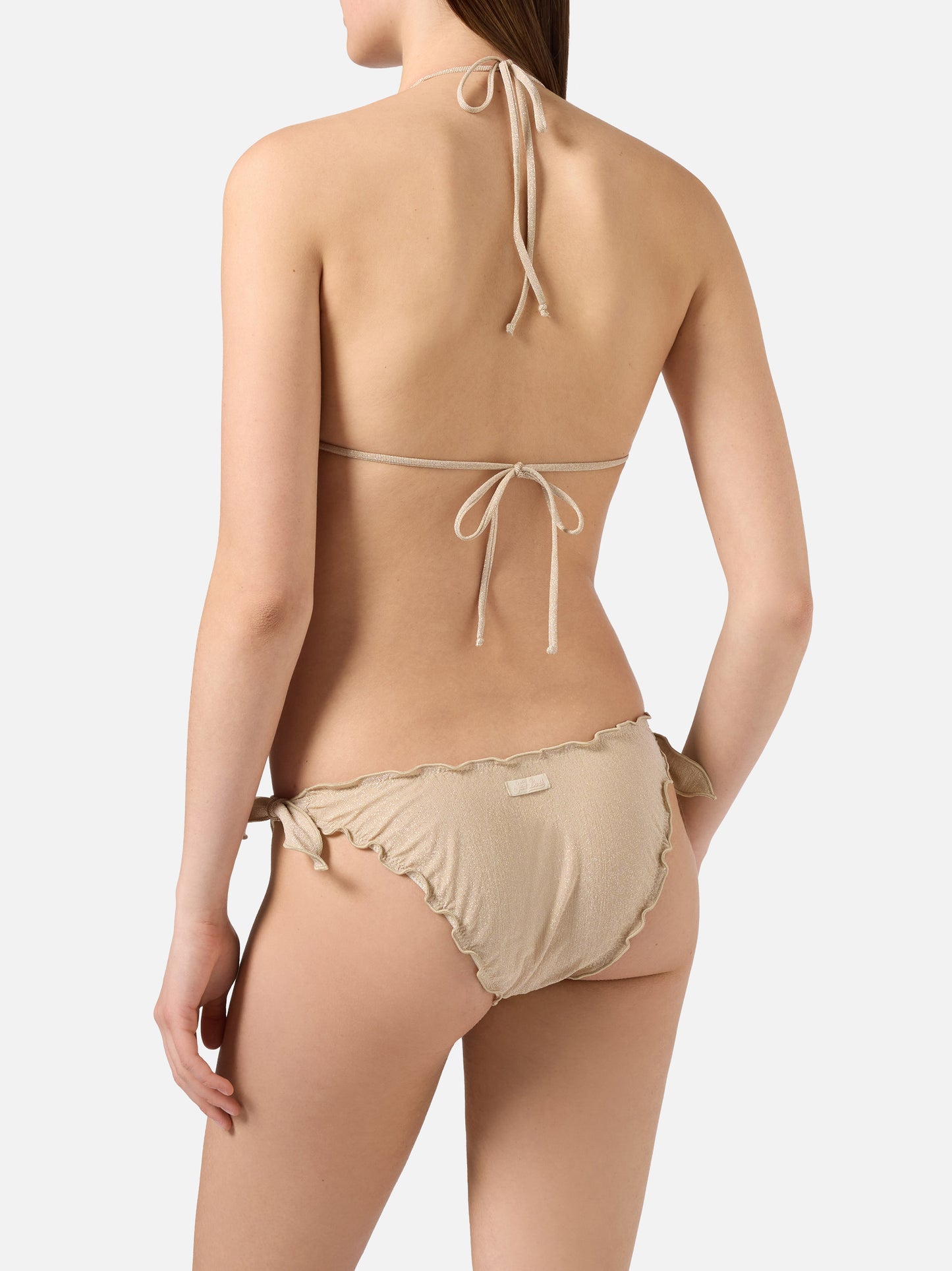 Bikini Sarius triangle in solid gold lurex