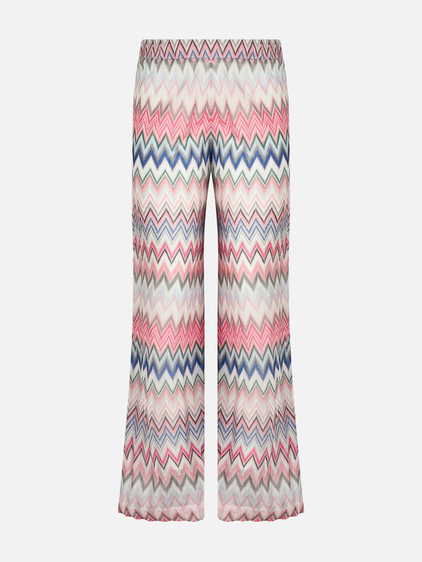 Multicolor pink knitted palazzo pants