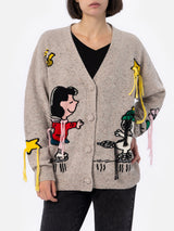 Woman donegal cardigan Sasi with Snoopy embroidery | SNOOPY PEANUTS SPECIAL EDITION