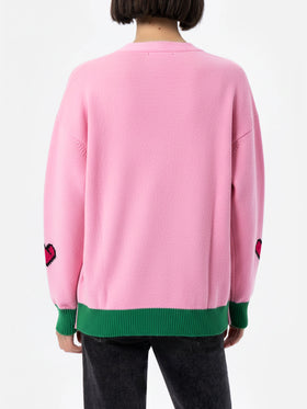 Sasi cashmere-blend cardigan in pink with Snoopy jacquard | PEANUTS SPECIAL EDITION