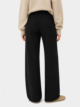 Pantalon palazzo noir en maille 