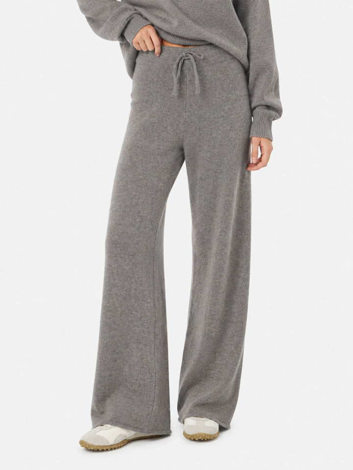 Pantaloni a palazzo grigi in maglia
