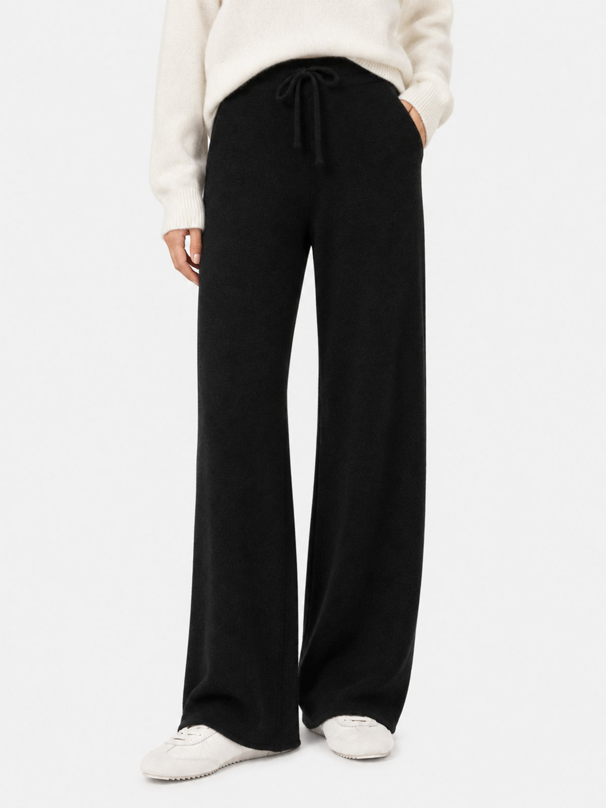 Pantalone a palazzo Savine nero in maglia