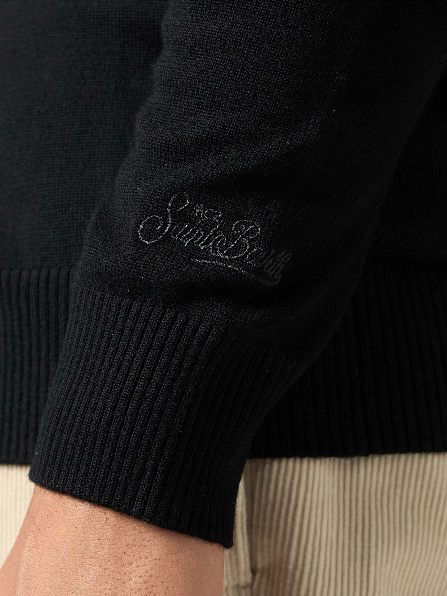 Schwarze Strickjacke aus Merinowolle für Herren Savile