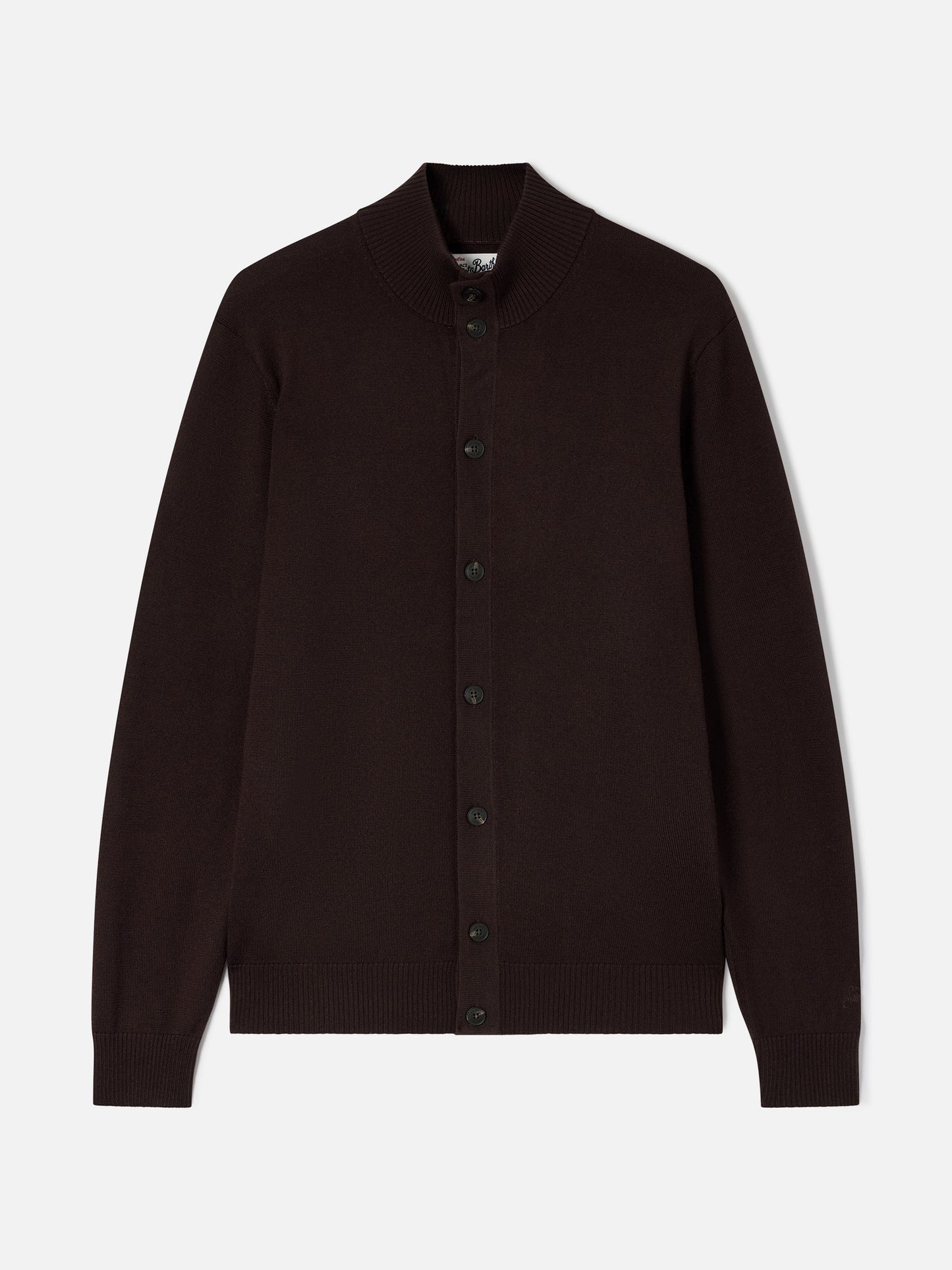 Cardigan Savile en mérinos marron 