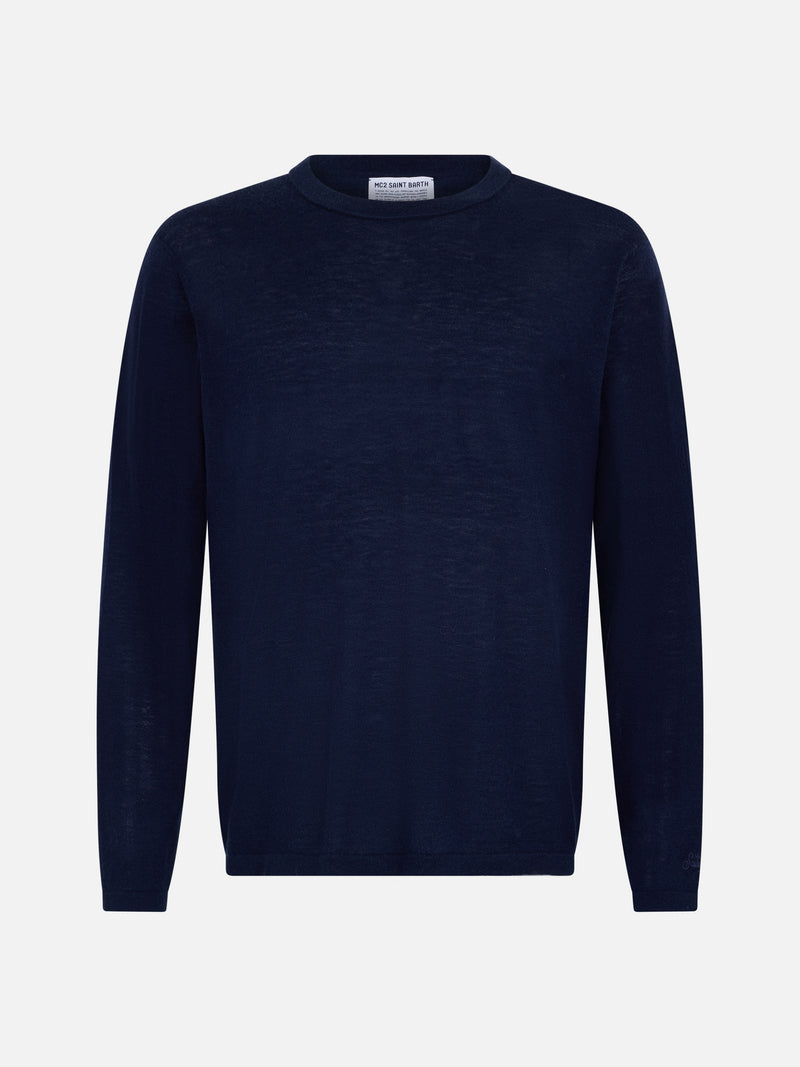 Man navy blue cashmere blend t-shirt Scott