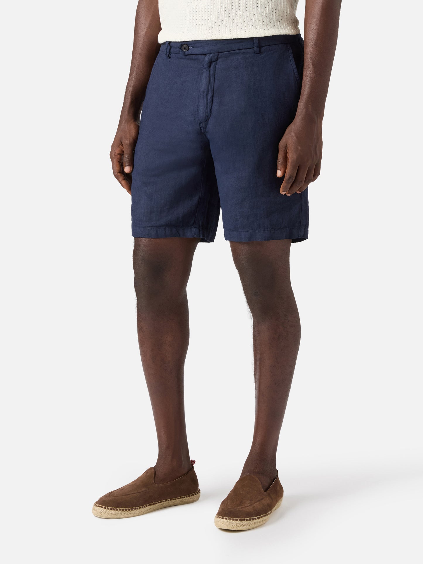 Navy blue Sebastian bermuda shorts in pure linen