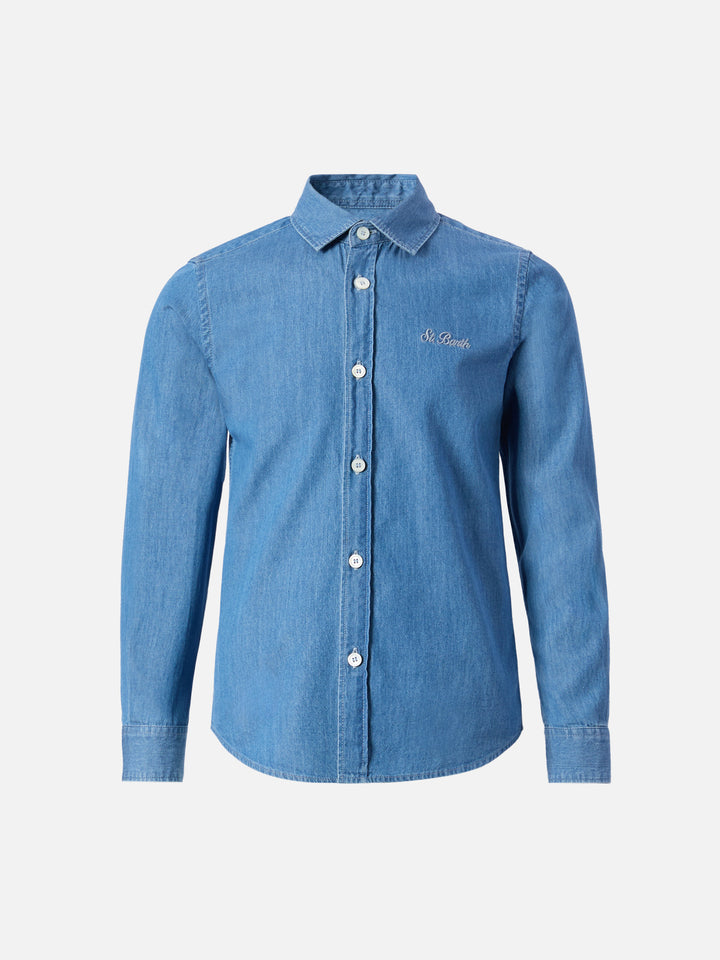 Seefeld Jr chambray shirt with Snoopy print