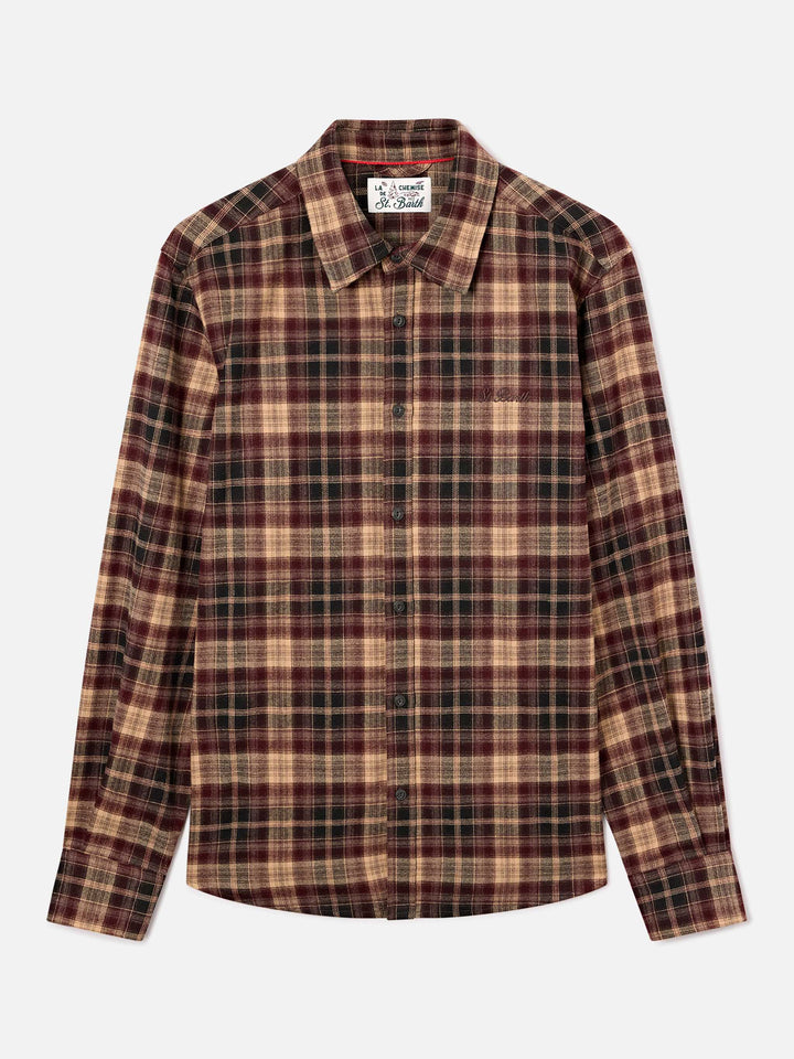 Camicia Seefeld marrone in flanella con ricamo Après Ski Habitué sul retro