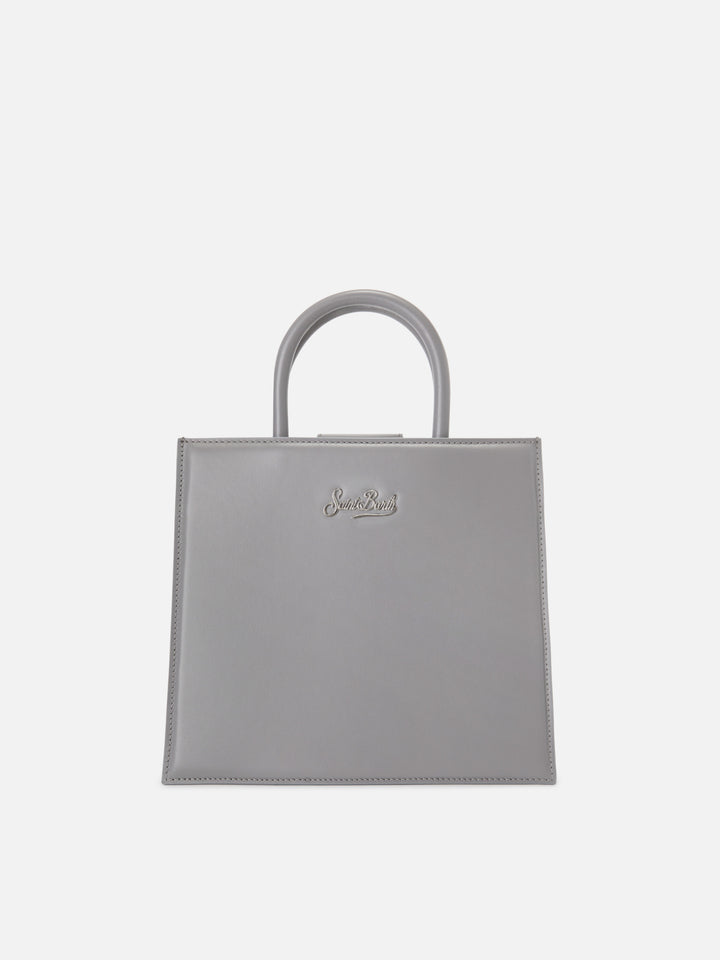 Bolso Shop Bag Midi de piel gris 