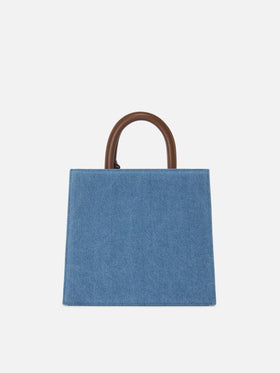 Structured Shop Midi bag in denim with leather details