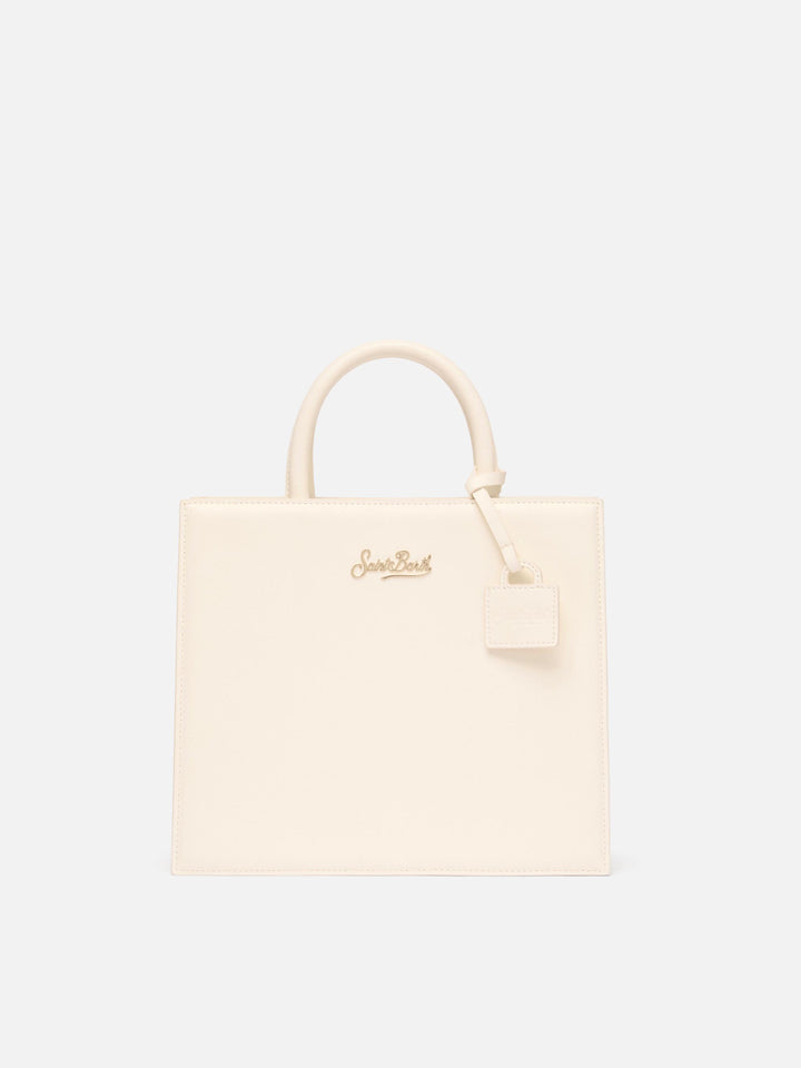 Shop Bag Midi in off-white leather
