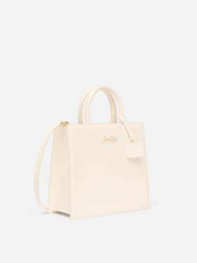 Shop Bag Midi in off-white leather