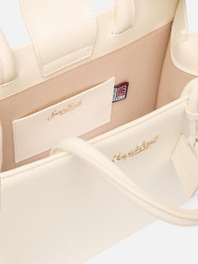 Shop Bag Midi in off-white leather