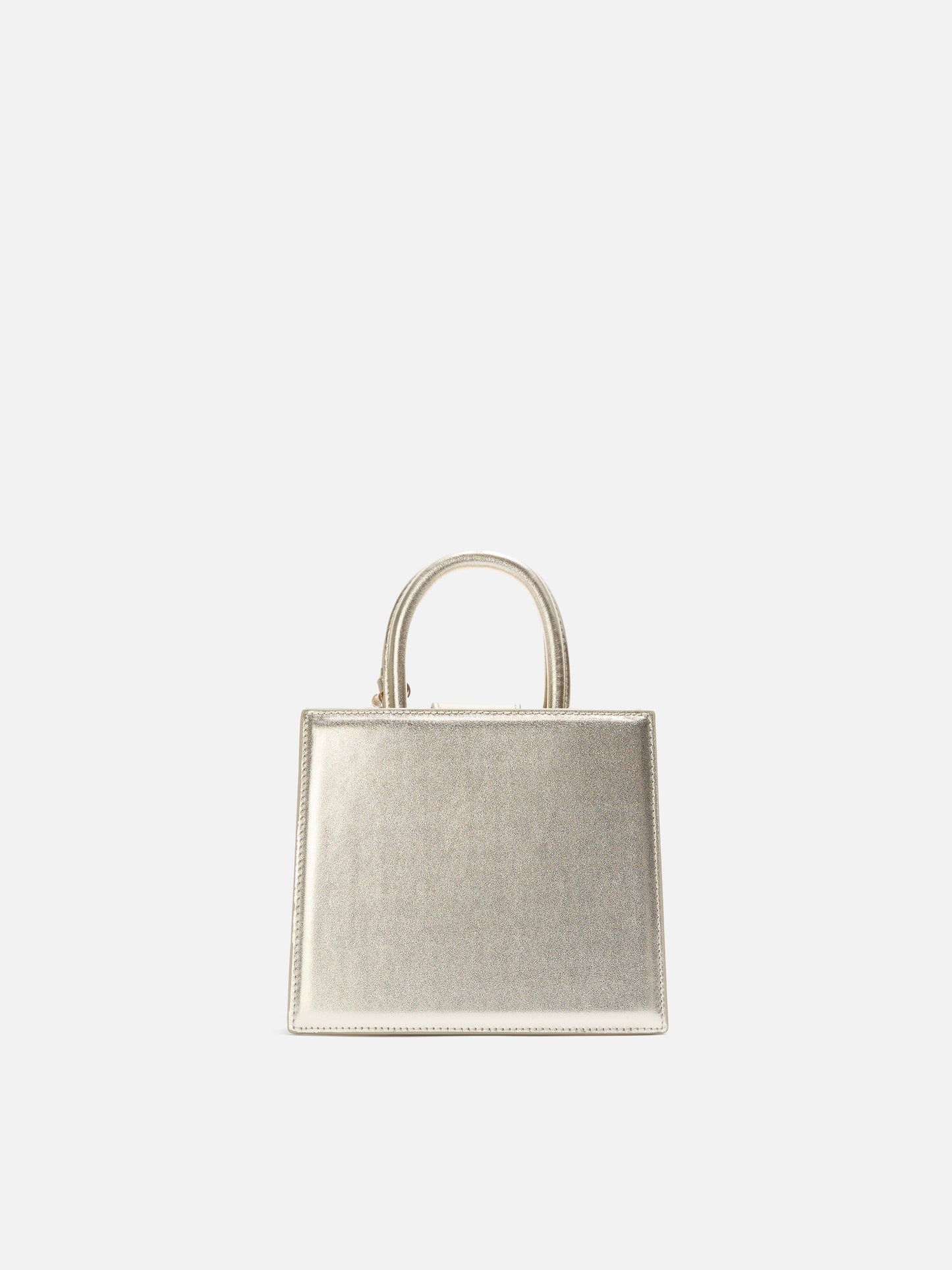 Structured Shop Mini bag in gold laminated leather with metal tag