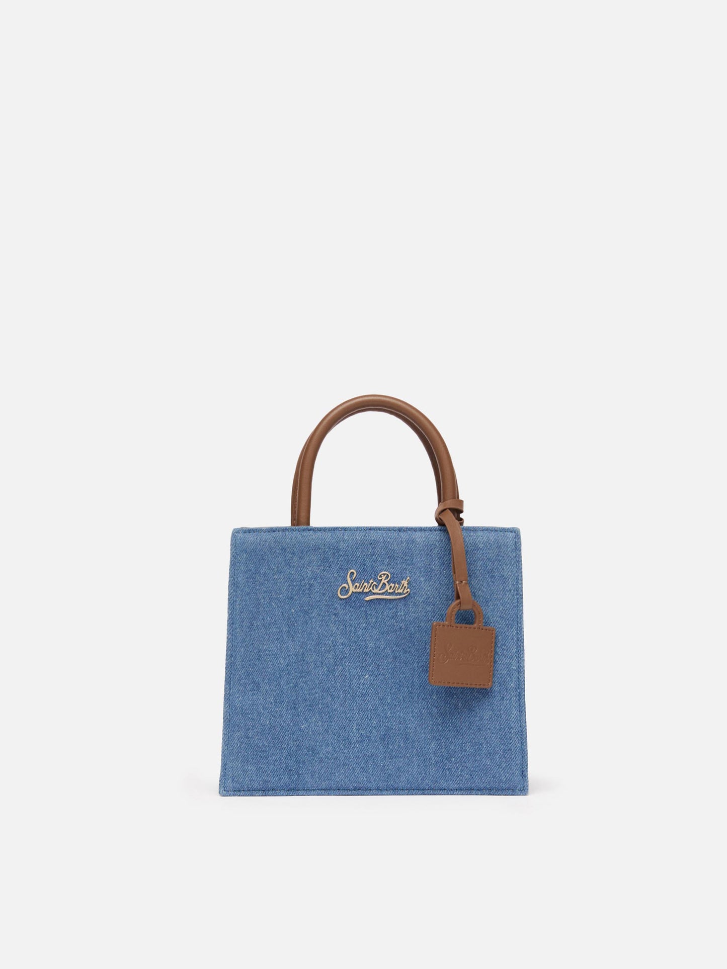 Structured Shop Mini bag in denim with leather details