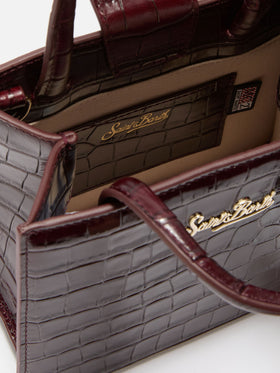 Borsa Mini Shop bordeaux in pelle stampa cocco