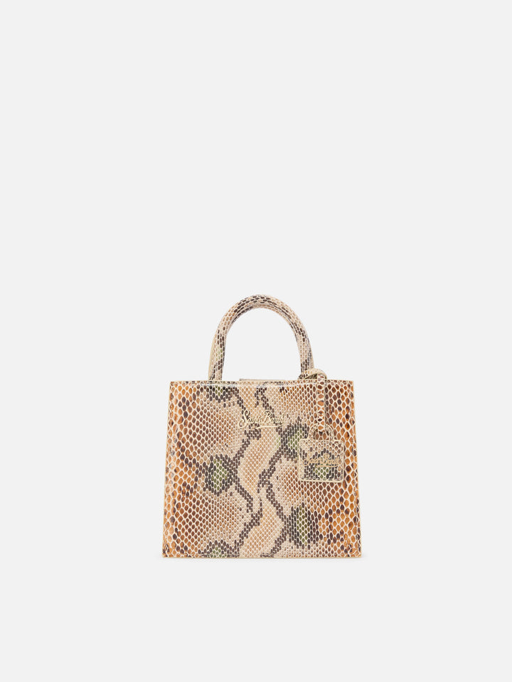 Shop Bag Mini Handbag in beige python-print leather