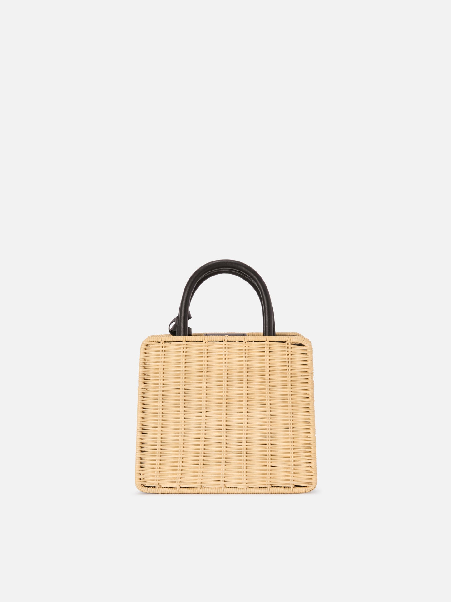 Structured Shop Mini bag in wicker with black leather details