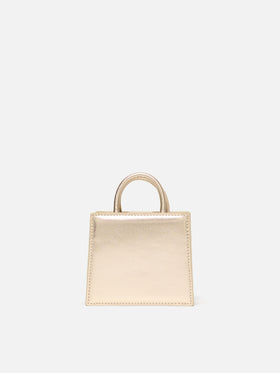 Shop Bag Micro in pelle laminata gold
