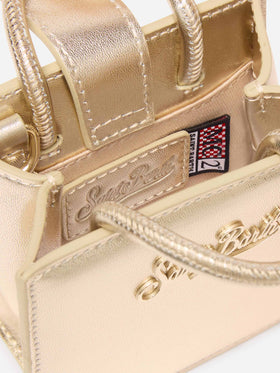 Shop Bag Micro in pelle laminata gold